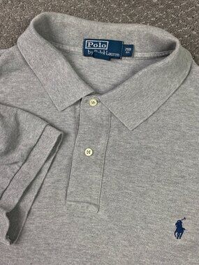 Vintage Polo Ralph Lauren Polo Shirt Mens 2XB Gray Mesh Preppy Big and Tall